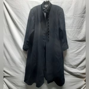 Stunning Jofeld Long Black 10 Button Swing Coat Velvet Collar and Cuff Trim12